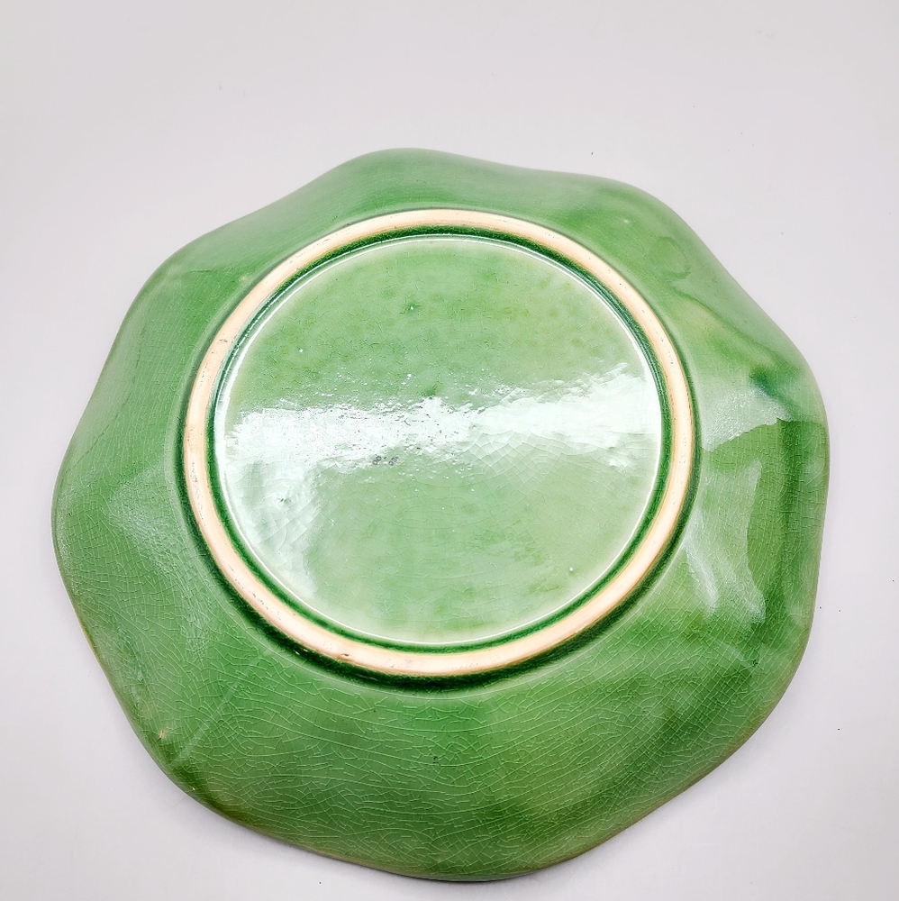 Vintage Majolica Raised Green Ceramic Fruit Design Plate - Picture 4 of 4